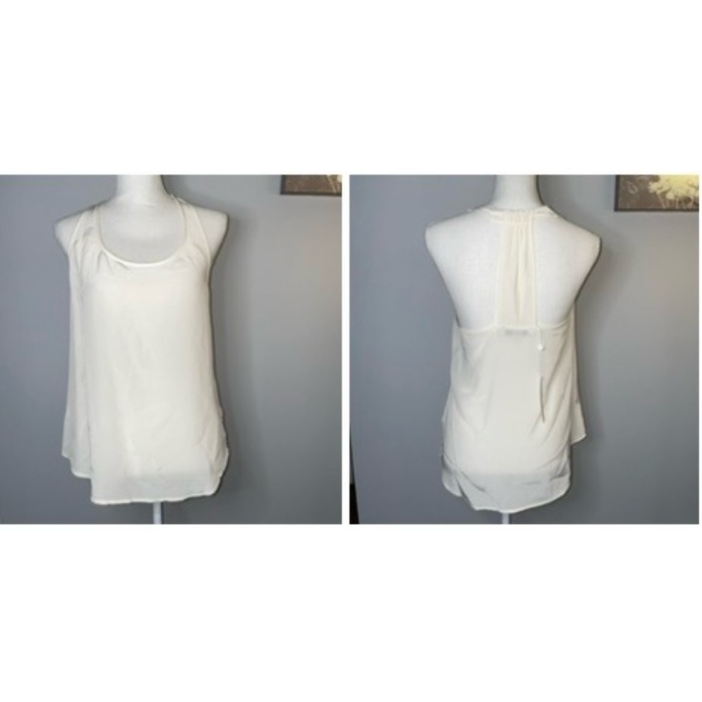 NWT Trina Turk Racerback Silk Tank Top Off White